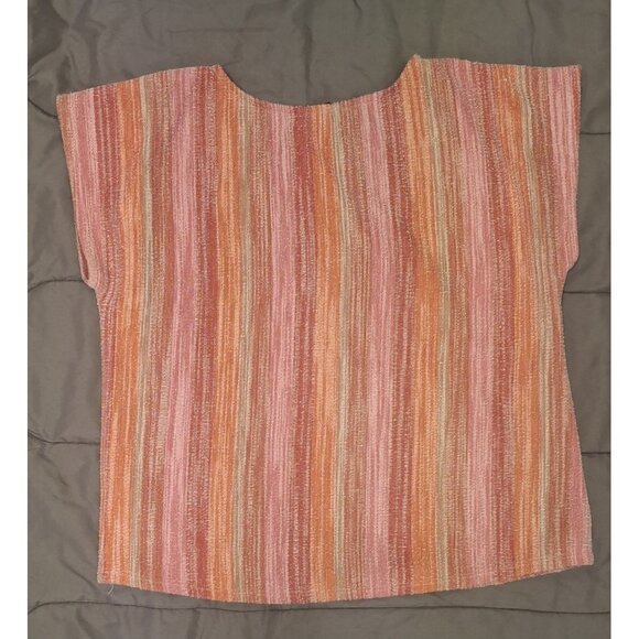 W5 Shirt Womens Large Pink Multicolored Vertical Stripes Casual Dressy - Picture 9 of 9